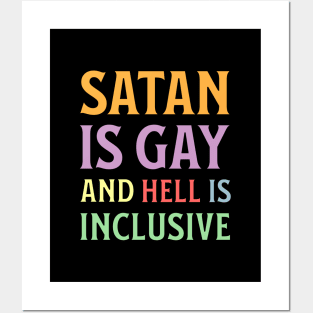 Funny Hail Gay Satan and Hell Is Inclusive - LGBT Pride Baphomet Posters and Art